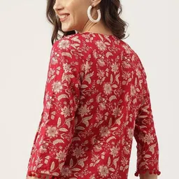 aafami Casual Regular Sleeves Floral Print Women Red Top image 2