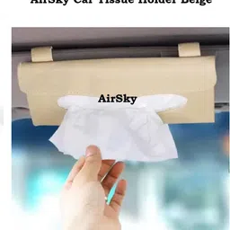 airsky Car Tissue Holder Beige Use in Backseat & Sun Visor Tissue Holder For All Car Vehicle Tissue Dispenser image 2