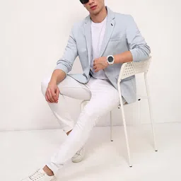 showoffff Men Solid Single Breasted Casual Blazer image 5