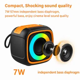 fire turtle SonicX Portable Speaker | RGB LED Lights, Deep Bass, 14H Backup Powerful Sound 7 W Bluetooth Party Speaker image 5