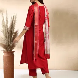 mokosh Women Silk Blend Kurta Pant Dupatta Set image 2