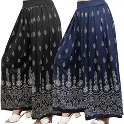 bitcoin Pack of 2 Women Regular Fit Black, Dark Blue Lycra Blend Trousers-picture-45