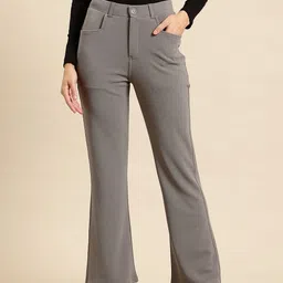 fithub Women Regular Fit Grey Polyester Trousers-picture-11