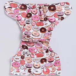 rbastic Reusable Cloth Diaper with Absorbent Inserts – Donuts Print White image 2