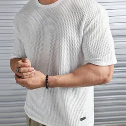 lewel Men Solid Round Neck Polyester White T-Shirt-picture-16