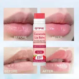 qtpie Tinted Ceramide Lip Balm with SPF50 PA+++ - Kojic Acid & rasberry image 1