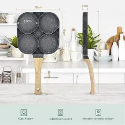 rvke Egg Frying Pan Nonstick Pans 4-Cups cookware egg ,Idli plat with for Kitchen Fry Pan 15 cm diameter 1 L capacity image 2