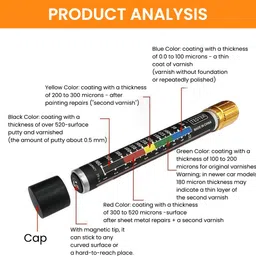 zeitel Thickness Gauge Compact Reliable Portable Manual Tool Paint Thickness Gauge Pen with Cap Magnetic Coating Gauge for Quick Assessment Magnetic Slip Level image 3