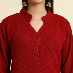 ducohive Women Self Design Wool Straight Kurta image 4