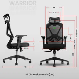make my chairs Warrior High Back Ergonomic Home Office Chair|3 Years Warranty Mesh Office Executive Chair image 3