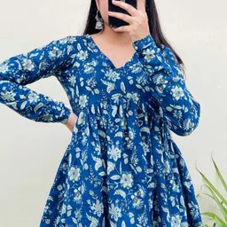 karwasara comfortwear Casual Regular Sleeves Printed Women Blue Top-picture-12