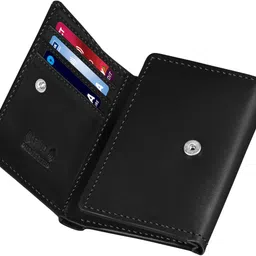 hydein Men Casual, Trendy, Formal Black Genuine Leather RFID Wallet image 3