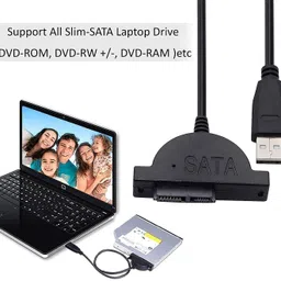 RuhZa USB 2.0 to Mini Sata II 7+6 13Pin Slimline SATA for Laptop CD/DVD ROM Optical Drive Charging Converter Adapter Cable. USB Cable image 3