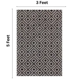 dazzhome Black & Brown Hair On Leather Geometrical Hand Woven 3ftX5ft Carpet image 3