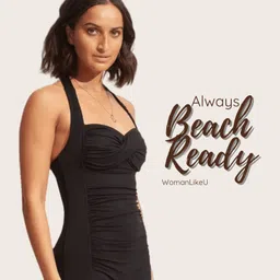 womanlikeu Solid Women Monokini Black Swimsuit image 4