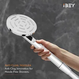ibey Maze Round Hand Shower with Holder | High Pressure | Chrome Finish ABS Body Handheld image 4