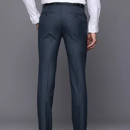 raymond Men Slim Fit Dark Blue Polyester Trousers image 3