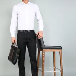 raymond Men Slim Fit Black Polyester Trousers image 2