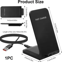 Cokoeye 15W Foldable Fast Wireless Charging Stand Adjustable Desktop Charger with Type-C Charging Pad image 1