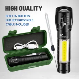 sofronics Mini Torch High Lumen Flashlight with Zoom COB for Camping, Hiking, Emergency Torch image 2