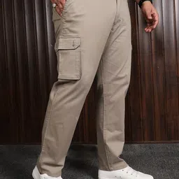 bigbanana Men Regular Fit Grey Pure Cotton Trousers image 3