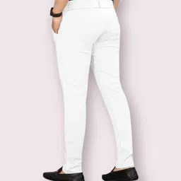 trending stellalifestyle Men Slim Fit White Lycra Blend Trousers image 2