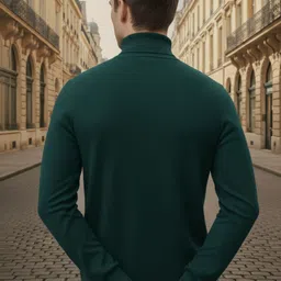 pivl Men Solid High Neck Dark Green Sweater image 3