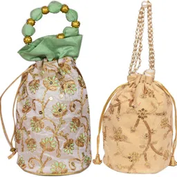 sunesh creation Women Green, Beige Potli-picture-15