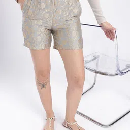 fusion by glitchez Self Design Women Grey Regular Shorts-picture-10