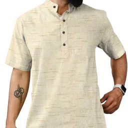 fabrixa Pack of 2 Men Woven Design, Self Design, Striped Khadi Cotton Straight Kurta image 2