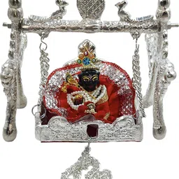 maa mansa devi NAND Laddu Gopal Swing Palana Krishna Jhula With Simple Dress (3 Inch) Silver Decorative Showpiece-7.6 cm-picture-22