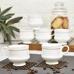 24x7 Fine Tableware Bone China Tea Cups Set of 6 | Coffees for Home Office Ceramic Coffee Mug-image-12