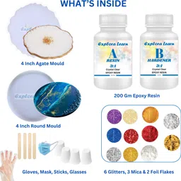 exploralearn Ultimate Resin Art Kit -2 Coasters and 200gm Epoxy Resin-picture-11