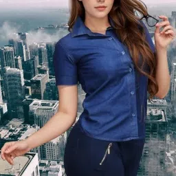 houseofcommon Women Regular Fit Solid Button Down Collar Casual Shirt image 1