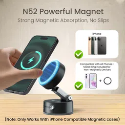 Portronics Hold X Magnetic Vacuum Suction Mobile Holder,For Car,Desk,Mirror,Glass,Dashboard Mobile Holder image 3