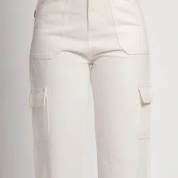 me queen Women Loose Fit High Rise White Jeans image 3