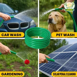 agriansh 1/2 inch PVC Garden Hose Pipe With Tap Adapter & Clamps | 5 Meter(16.40 foot) 3 Layer Threaded Pvc Braided Water Pipe | Green Flexible Garden Pipe Hose Pipe image 4