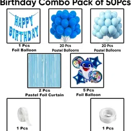 fundots Printed Baby Shark Theme Birthday Decoration For Kids Party Decoration Kit Combo Pack Balloon image 3