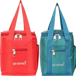 pack of 2 School, Office tiffin bags Lunch,Box,Bag, (red/green) 8L Waterproof Lunch Bag-image-43
