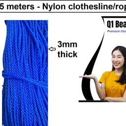 hirparas tech enterprise 75 Meters Blue 3mm Clothesline for Drying Clothes Rope for Hanging in Balcony Nylon Retractable Clothesline image 2