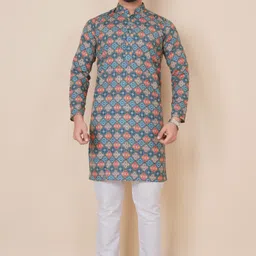 almora Men Embroidered Cotton Blend Straight Kurta image 2