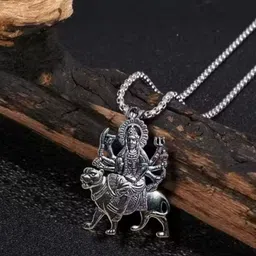 anvika Spiritual Power Goddess Durga ji Pendant Chain For Girls And Boys Silver Brass Pendant-picture-16