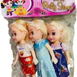 khyali Realistic Three Sister Dolls with Fancy Dress & Movable Body Parts for Kids|101-picture-31