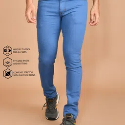 lzard Men Regular Mid Rise Light Blue Jeans image 4