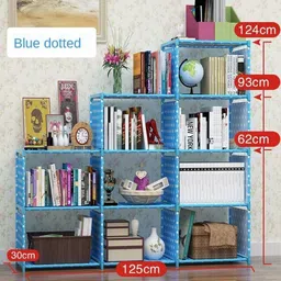 egnito Non Woven 9 Shelf Book Organizer Showcase rack for home Plastic Open Book Shelf image 2