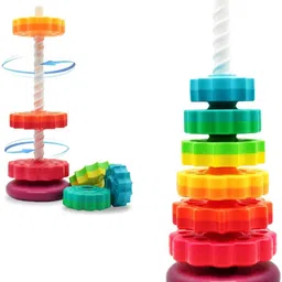 lastictoy Educational Rainbow Spinning Stacking Toy for Babies | Montessori Learning Toy-picture-44