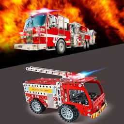 cravingkart Rescue Fire Truck Metal Building Block Kit for Kids, 292 PCS STEM Toy with Tools image 4