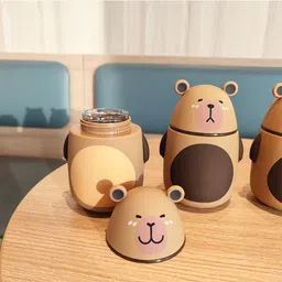 goldfinch Double Layer Glass Water Bottle Capybara Cute Cup Thermal for Kids 300 ml Water Bottle image 3