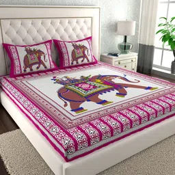 cosito Cotton Double Flat 144 TC Jaipuri Prints Bedsheet-picture-29