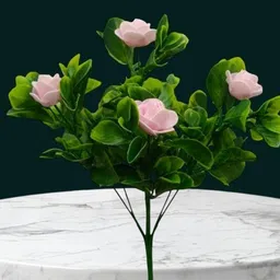 oak leafs Hanging Flowers With Wooden Planters Stand For Balcony Home Office Etc_217 Multicolor Eucalyptus Artificial Flower with Pot image 2